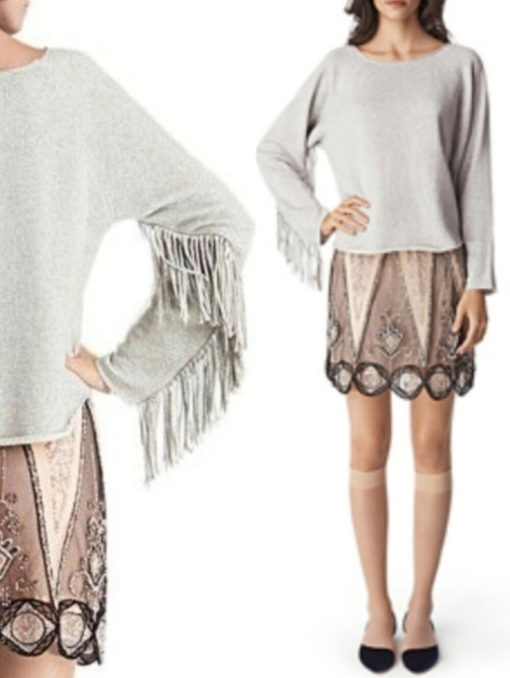 CANDELA Maru Fringed French Terry Oversized Top Sz M